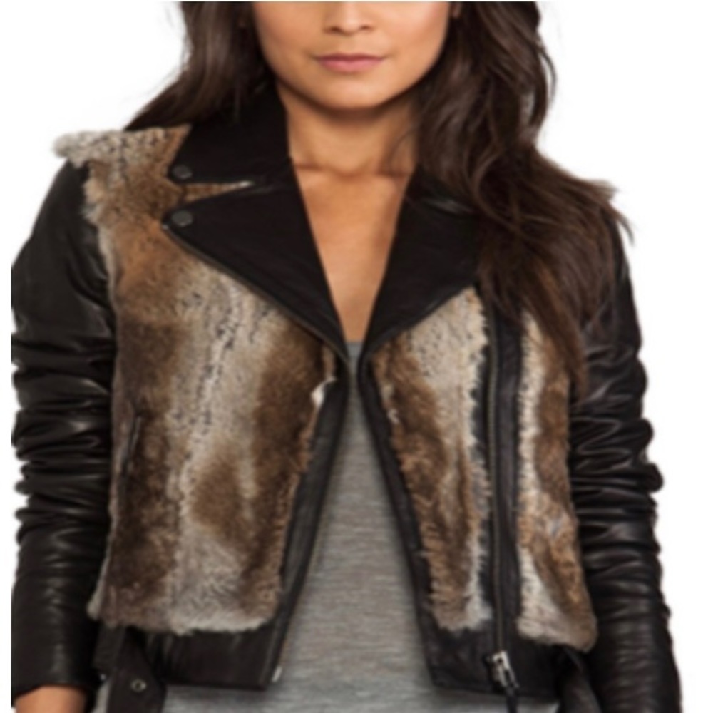 Mackage Tamika Fur & Leather Motorcycle Jacket